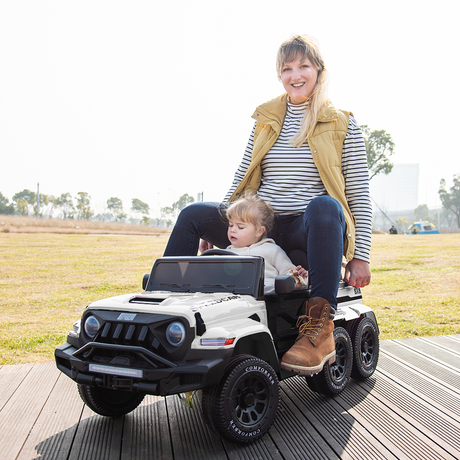 6WD Kids Ride-On Truck with Remote Control and Lockable Doors - 24V Power Wheels Toy