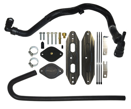 2015.5 - 2016 Ford 6.7L EGR cooler Upgrade with Coolant Re-Route Hoses, w/Pass Through plate Mels Mfg
