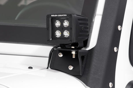 LED Light Mount Lower Windshield Pod Jeep Wrangler JK/Wrangler Unlimited (07-18) Rough Country