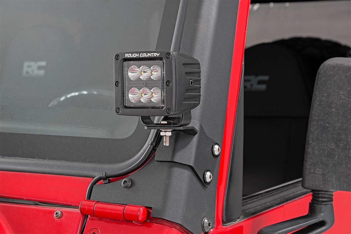 LED Light Mount Lower A-Pillar Pod Jeep Wrangler TJ (97-06)/Wrangler Unlimited (04-06) Rough Country