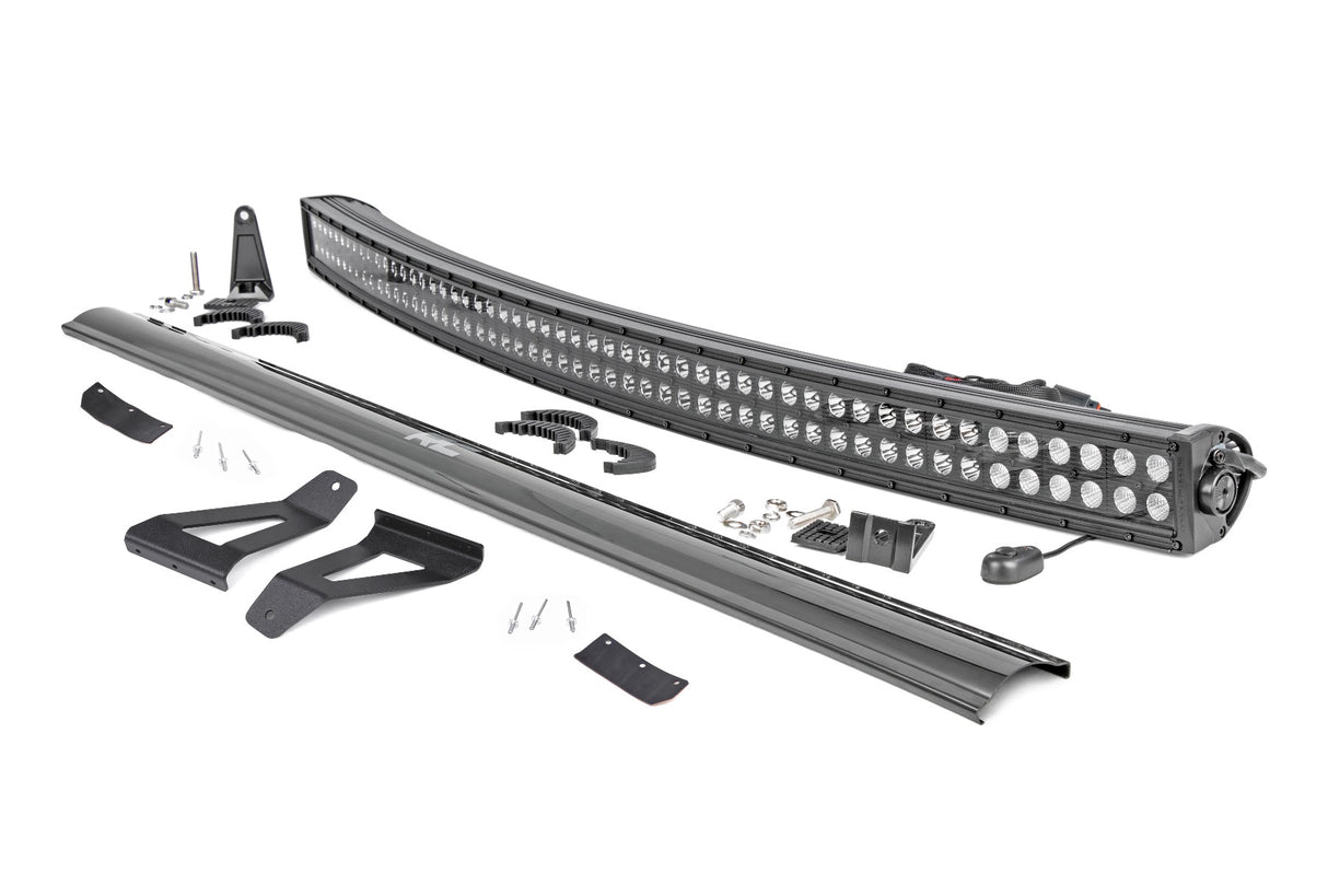 LED Light Kit Windshield Mount 50 Inch Black Dual Row Jeep Cherokee XJ (84-01) Rough Country