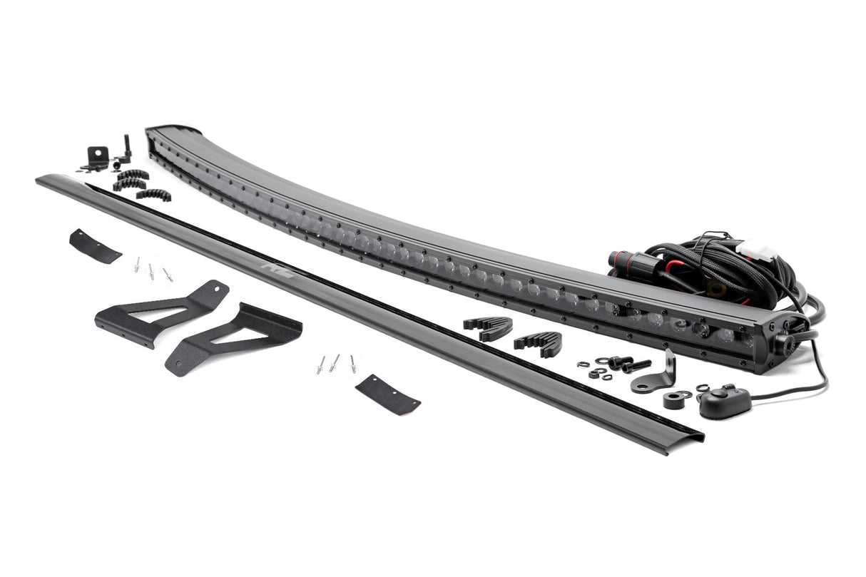 LED Light Kit Windshield Mount 50 Inch Black Single Row Jeep Cherokee XJ (84-01) Rough Country