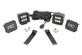 LED Light Kit Ditch Mount 2 Inch Black Pair Spot Jeep Cherokee KL (14-21) Rough Country