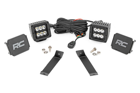 LED Light Kit Ditch Mount 2 Inch Black Pair Spot Jeep Cherokee KL (14-21) Rough Country