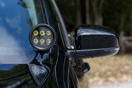 LED Light Kit Ditch Mount 2 Inch Black Pair Flood Jeep Cherokee KL (14-21) Rough Country