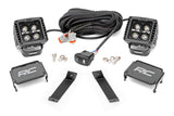 LED Light Kit Ditch Mount 2 Inch Black Pair White DRL Jeep Cherokee KL (14-21) Rough Country