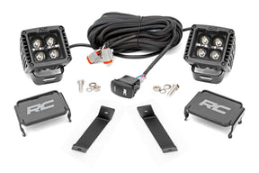 LED Light Kit Ditch Mount 2 Inch Black Pair White DRL Jeep Cherokee KL (14-21) Rough Country
