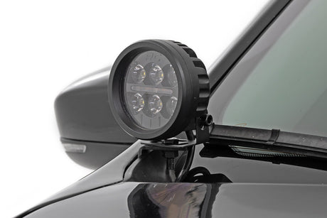 LED Light Kit Ditch Mount 2 Inch Black Pair White DRL Jeep Cherokee KL (14-21) Rough Country