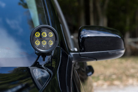 LED Light Kit Ditch Mount 2 Inch Black Pair White DRL Jeep Cherokee KL (14-21) Rough Country