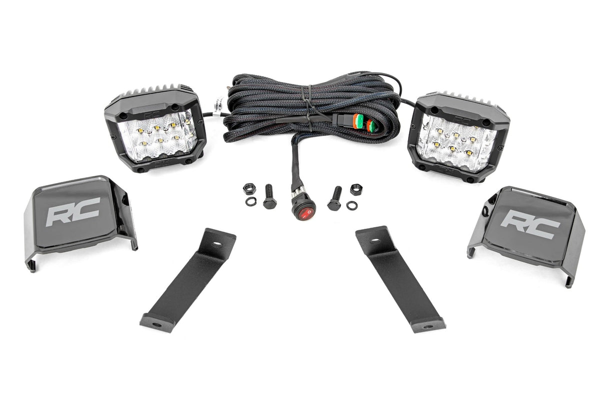 LED Light Kit Ditch Mount 3 Inch OSRAM Wide Jeep Cherokee KL (14-21) Rough Country