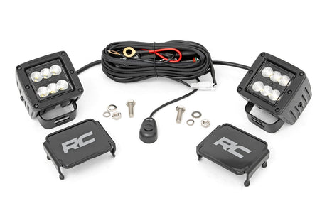 2 Inch Black Series LED Light Pods Pair Flood Rough Country