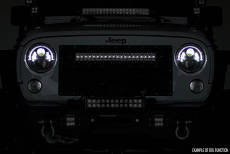 Mesh Grille 30 Inch Dual Row LED Black Amber DRL GMC Sierra 1500 (14-15) Rough Country
