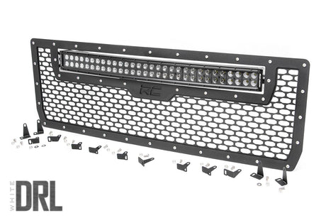 Mesh Grille 30 Inch Dual Row LED Black White DRL GMC Sierra 1500 (14-15) Rough Country