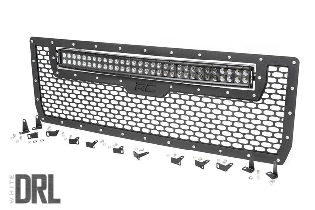 Mesh Grille 30 Inch Dual Row LED Black White DRL GMC Sierra 1500 (14-15) Rough Country
