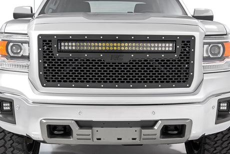 Mesh Grille 30 Inch Dual Row LED Black GMC Sierra 1500 2WD/4WD (2014-2015) Rough Country