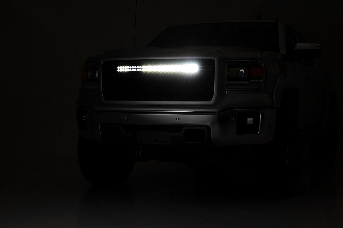 Mesh Grille 30 Inch Dual Row LED Black GMC Sierra 1500 2WD/4WD (2014-2015) Rough Country