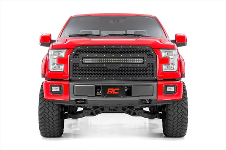Mesh Grille 30 Inch Dual Row LED Black Amber DRL Ford F-150 (15-17) Rough Country