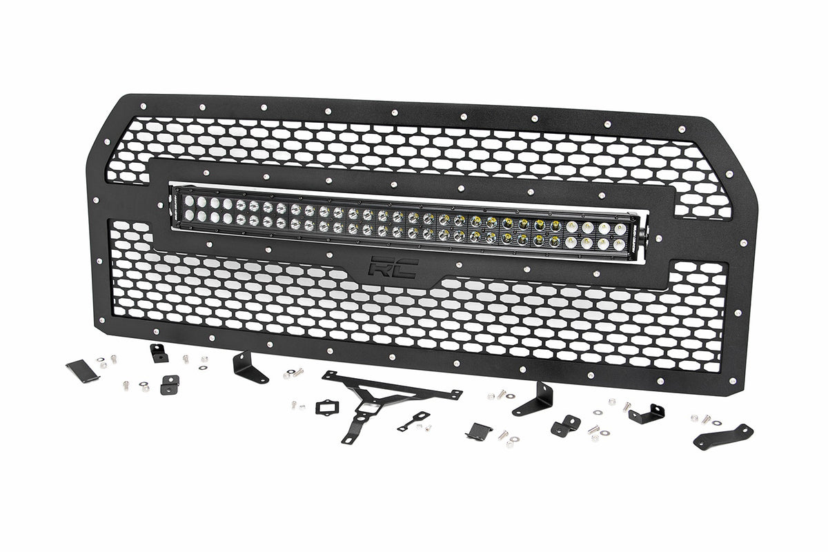 Mesh Grille 30 Inch Dual Row LED Black Ser Ford F-150 2WD/4WD (2015-2017) Rough Country