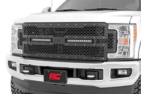 Mesh Grille 12 Inch Dual Row LED Black Ford F-250/F-350 Super Duty (17-19) Rough Country