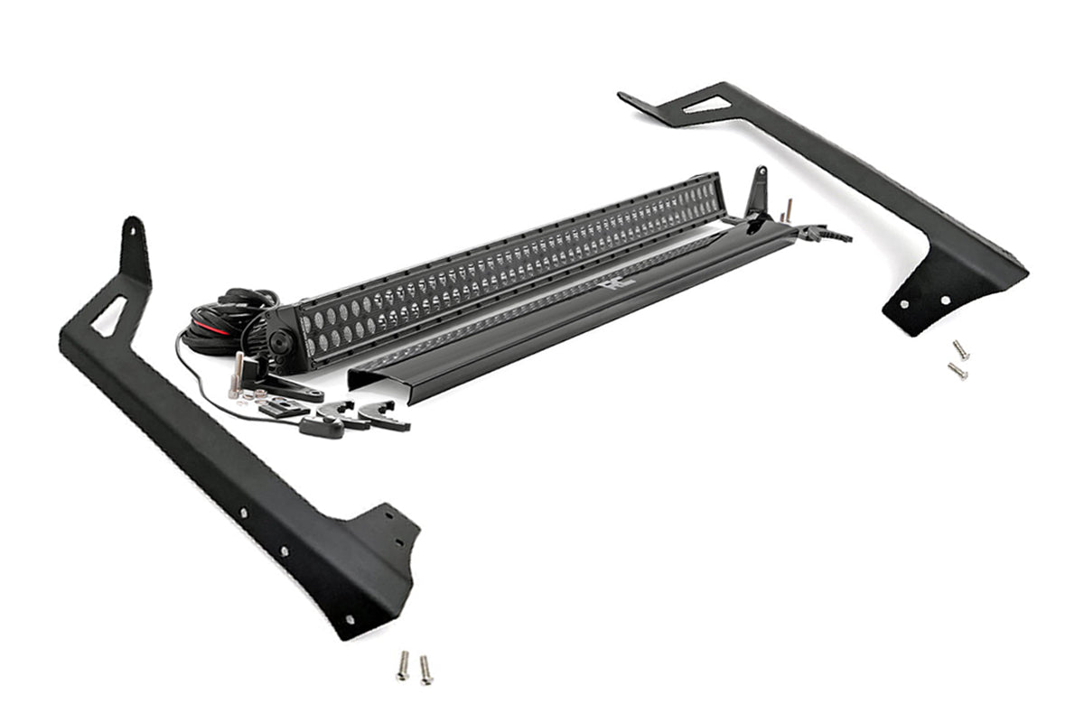LED Light Kit Windshield Mount 50 Inch Black Dual Row Jeep Wrangler JK (07-18) Rough Country
