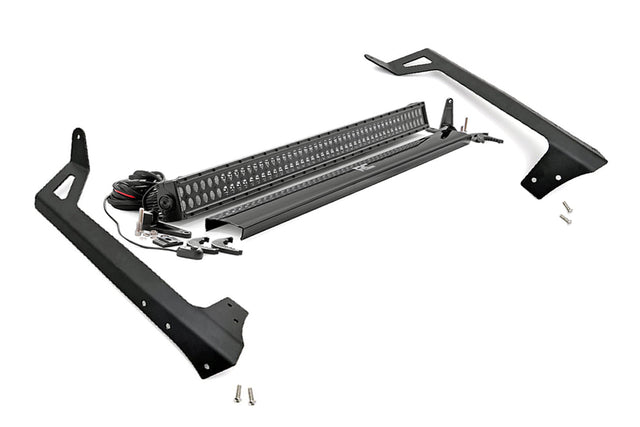 LED Light Kit Windshield Mount 50 Inch Black Dual Row Jeep Wrangler JK (07-18) Rough Country