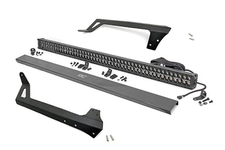 LED Light Windshield Mnt 50 Inch Black Dual Row White DRL Jeep Wrangler JK (07-18) Rough Country