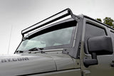 LED Light Kit Windshield Mount 50 Inch Black Dual Row Jeep Wrangler JK (07-18) Rough Country