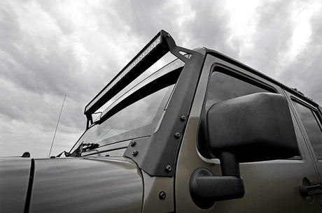 LED Light Mounts Upper Windshield 50 Inch Jeep Wrangler JK/Wrangler Unlimited (07-18) Rough Country