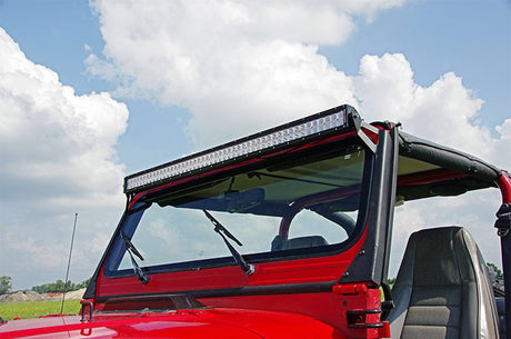 LED Light Mount Upper Windshield 50 Inch Straight Jeep Wrangler YJ (87-95) Rough Country