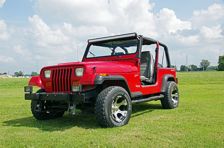 LED Light Mount Upper Windshield 50 Inch Straight Jeep Wrangler YJ (87-95) Rough Country