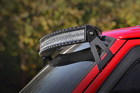 LED Light Mount Upper Windshield 50 Inch Curved Jeep Cherokee XJ (84-01) Rough Country