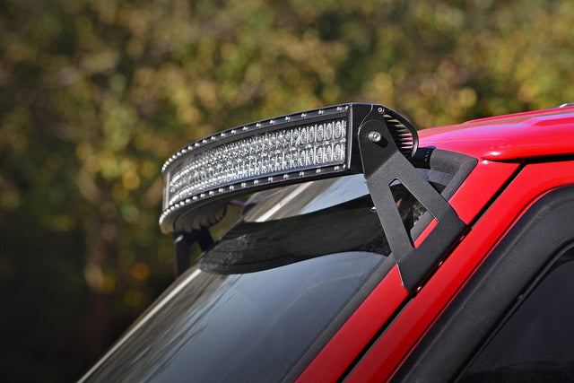 LED Light Mount Upper Windshield 50 Inch Curved Jeep Cherokee XJ (84-01) Rough Country