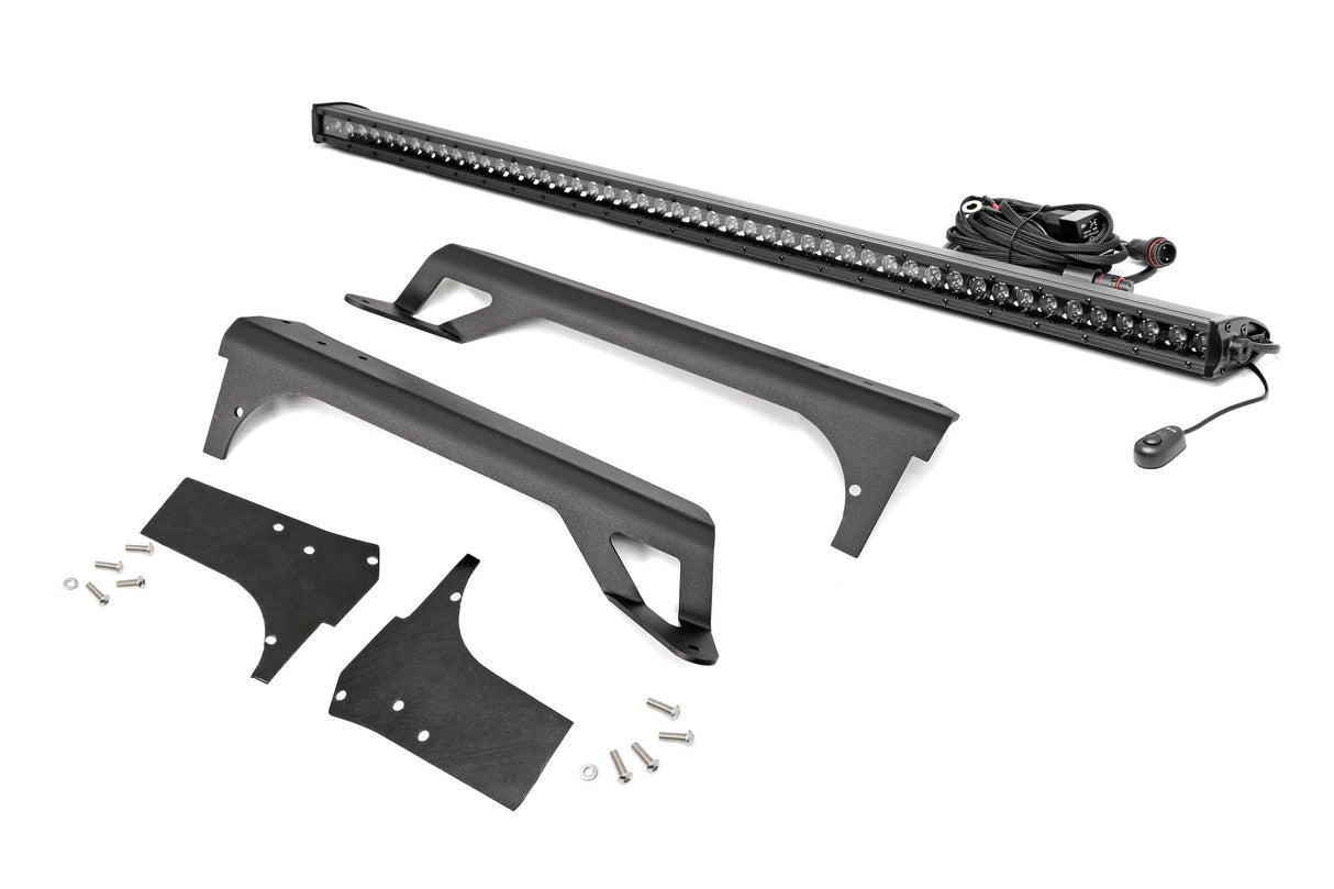 LED Light Kit Windshield Mount 50 Inch Black Single Row Jeep Wrangler TJ (97-06) Rough Country