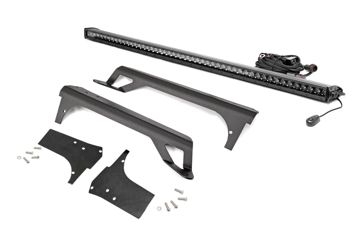 LED Light Windshield Mnt 50 Inch Black Single Row White DRL Jeep Wrangler TJ (97-06) Rough Country