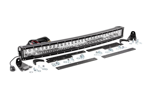 LED Light Kit Behind Grille Mount 30 Inch Black Dual Row White DRL Chevy Silverado 1500 (14-15) Rough Country