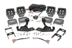 LED Light Kit Fog Mount 2 Inch Black Pair White DRL Chevy Silverado 2500 HD/3500 HD (11-14) Rough Country