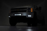 LED Light Kit Fog Mount 2 Inch Black Pair Amber DRL Chevy Silverado 2500 HD/3500 HD (11-14) Rough Country