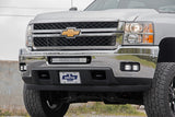 LED Light Kit Fog Mount 2 Inch Black Pair Amber DRL Chevy Silverado 2500 HD/3500 HD (11-14) Rough Country