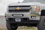 LED Light Kit Fog Mount 2 Inch Black Pair White DRL Chevy Silverado 2500 HD/3500 HD (11-14) Rough Country