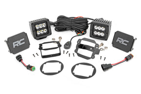 LED Light Kit Fog Mount 2 Inch Black Pair Jeep Wrangler JK/Wrangler Unlimited (10-18) Rough Country