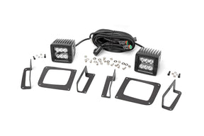 LED Light Kit Fog Mount 2 Inch Black Pair GMC Sierra 1500 2WD/4WD (14-15) Rough Country