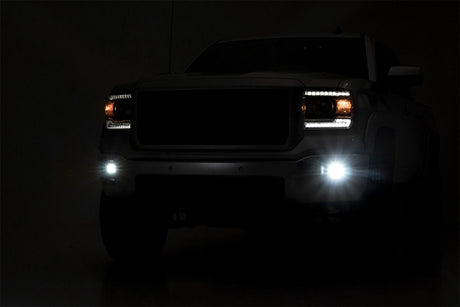 LED Light Kit Fog Mount 2 Inch Black Pair GMC Sierra 1500 2WD/4WD (14-15) Rough Country