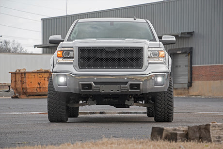 LED Light Kit Fog Mount 2 Inch Black Pair GMC Sierra 1500 2WD/4WD (14-15) Rough Country