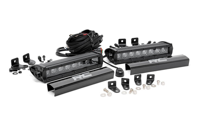 LED Light Kit Grille Mount 8 Inch Black Pair Ford F-250 Super Duty (17-19) Rough Country