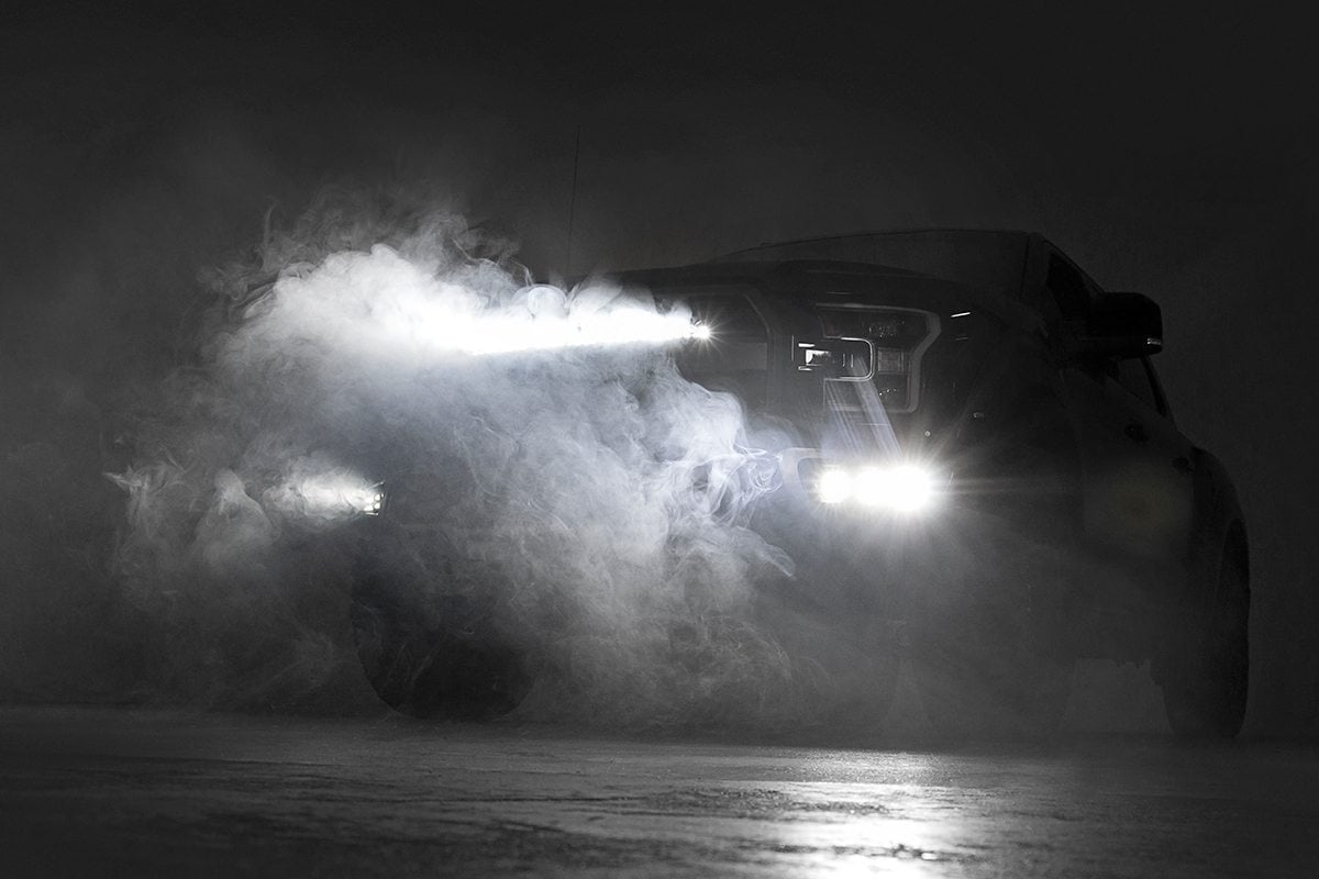 LED Light Kit Fog Mount Triple 2 Inch Black Pair Amber DRL Ford Raptor (17-20) Rough Country