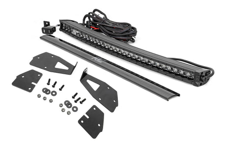LED Light Kit Grille Mount 30 Inch Black Single Row White DRL Ford Raptor (17-20) Rough Country
