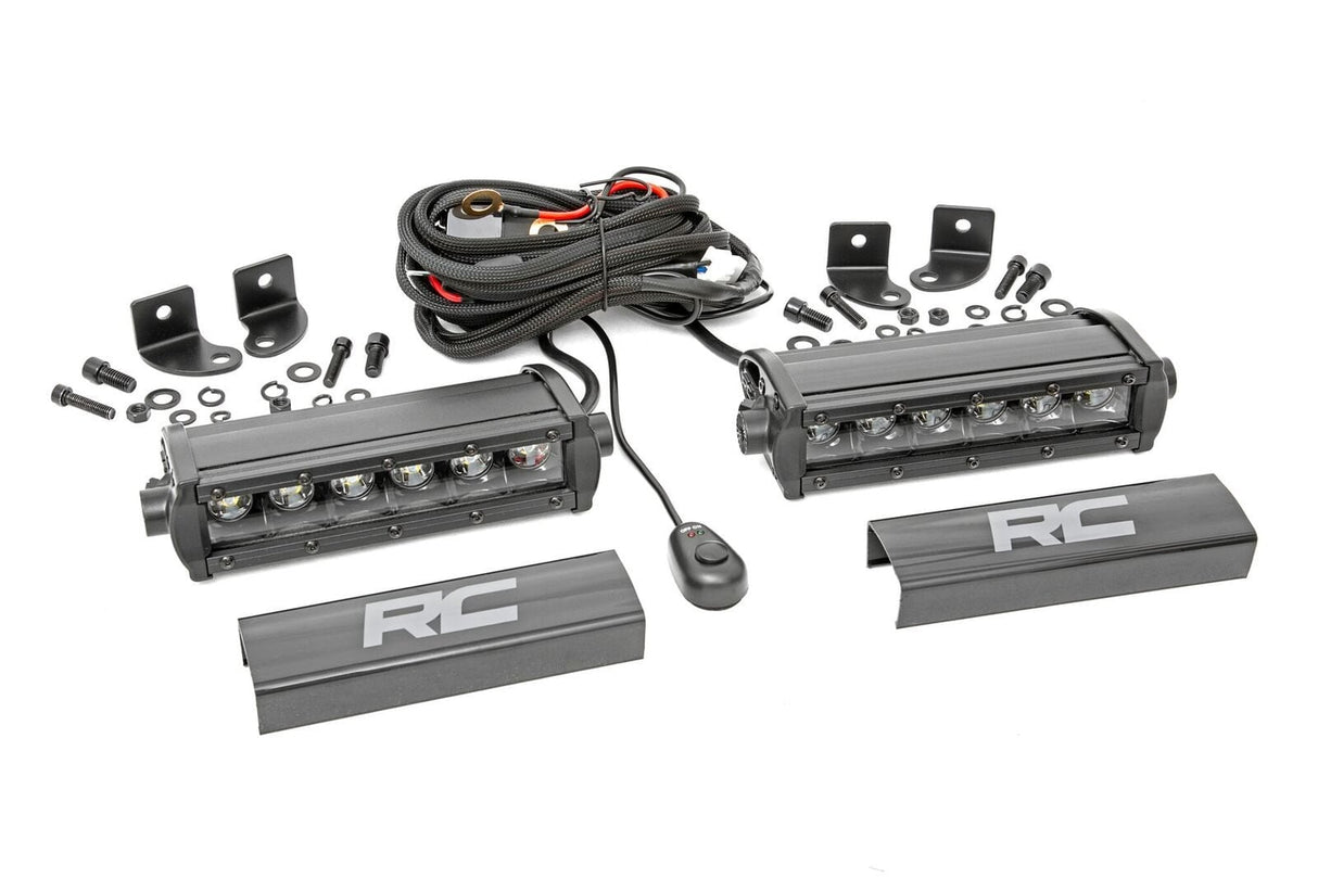 6 Inch Black Series LED Light Bar Single Row Pair Rough Country
