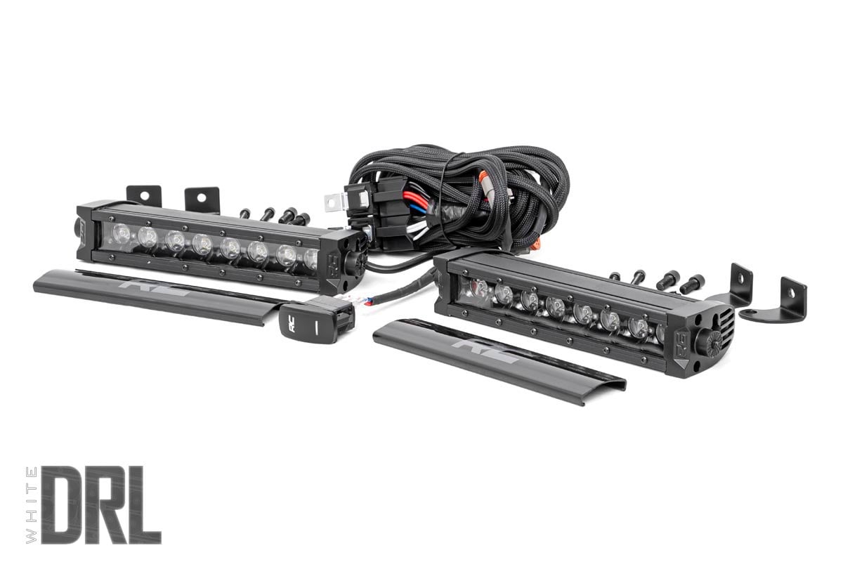 8 Inch Black Series LED Light Bar Single Row Cool White DRL Pair Rough Country