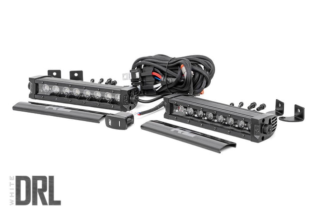 8 Inch Black Series LED Light Bar Single Row Cool White DRL Pair Rough Country