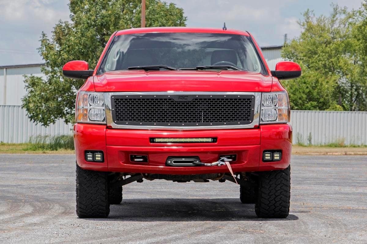 LED Light Kit Fog 2 Inch Black Pairs x2 Amber DRL Chevy Silverado 1500/2500HD/3500HD Rough Country